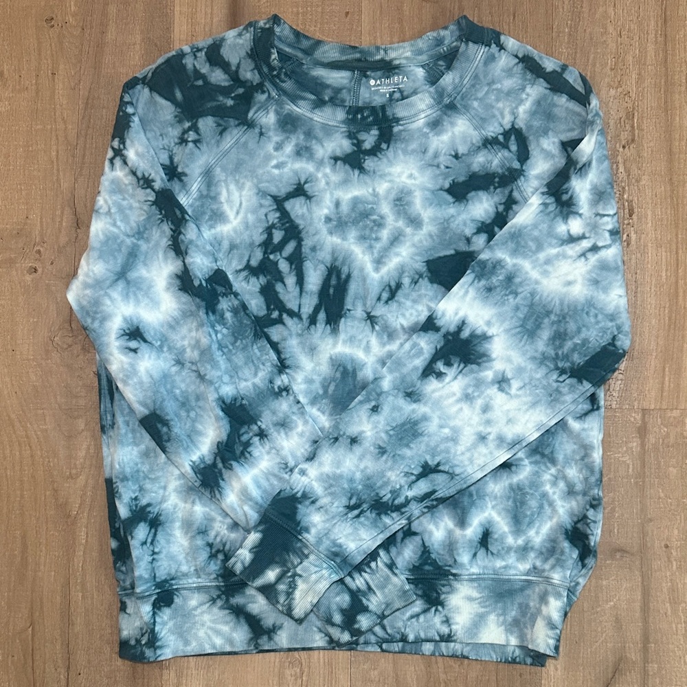 Athleta Blue Tie-Dye Sundown Sweatshirt